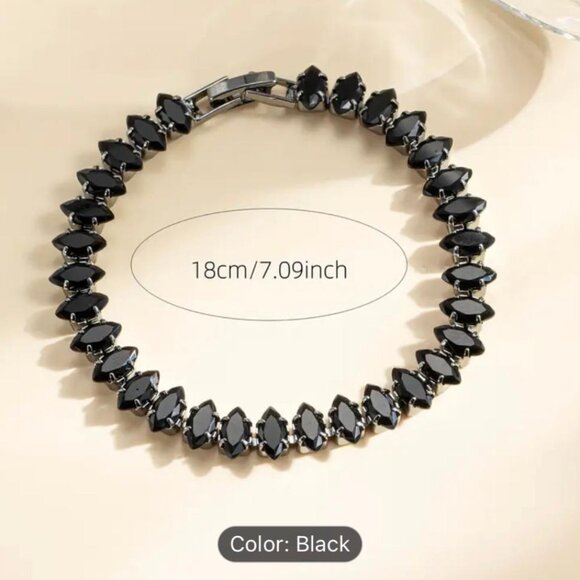 TENNIS BRACELET - Hypoallergenic Copper Plated with Synthetic Zirconia - BLACK - Picture 2 of 6